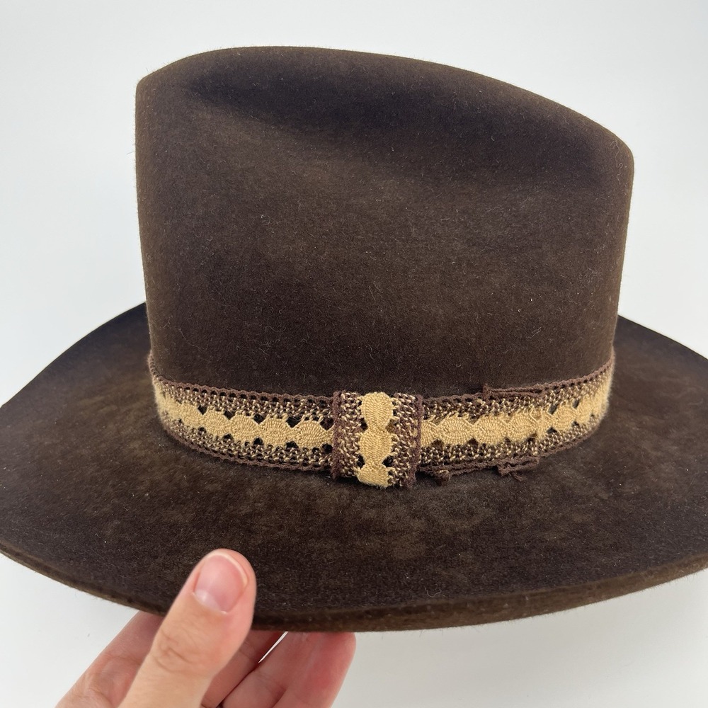 mens stetson cowboy hat 7 1/4 Felt Dark Chocolate Brown Western Boho Classic Vtg - Picture 3 of 10